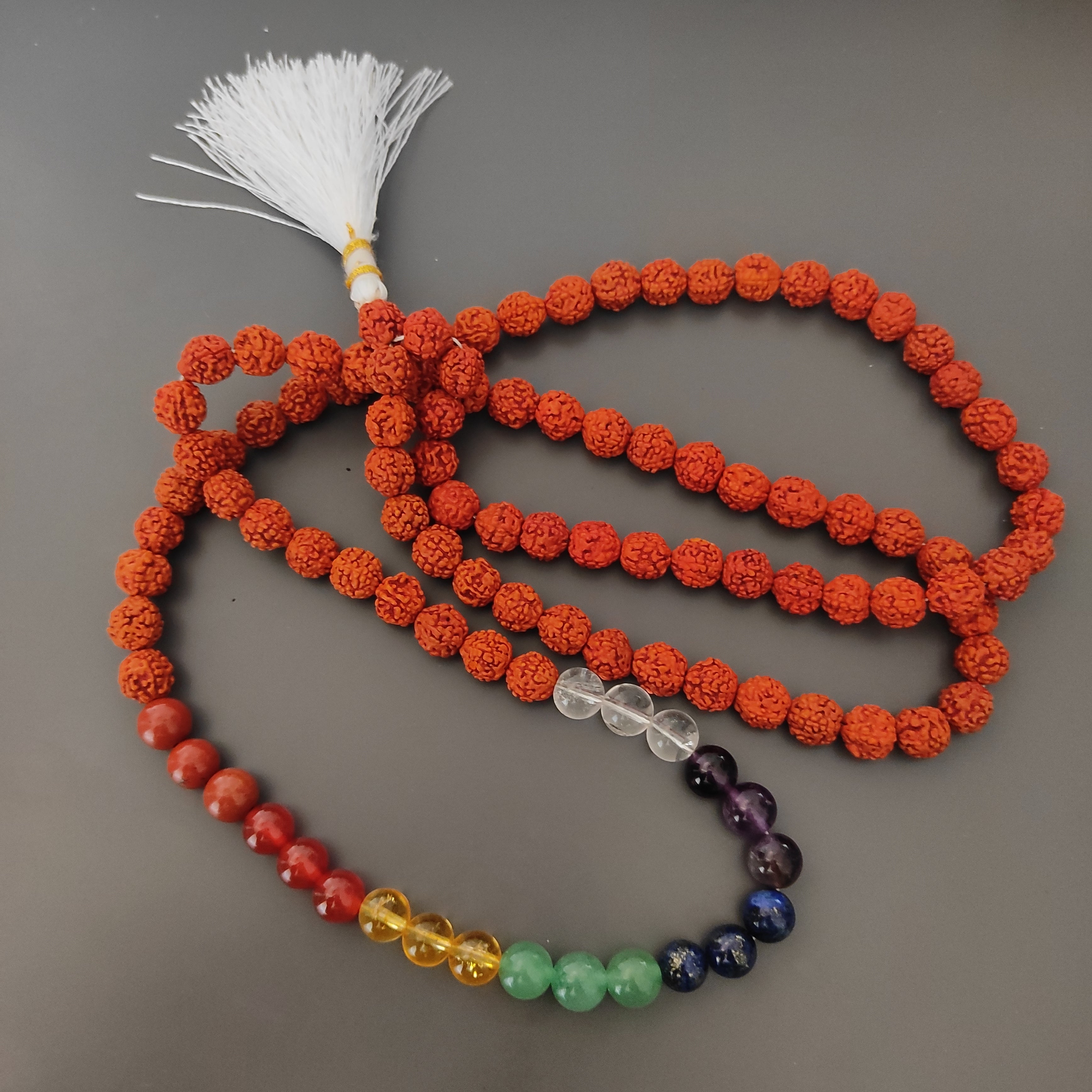 Chakra With Rudraksh Natural With Certified Japa Mala 108 + 1 Beads